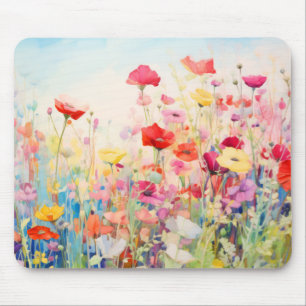Wild Flower Poppy Concept Abstract Colourful Art Mouse Mat