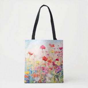 Wild Flower Poppy Concept Abstract Colourful Art Tote Bag