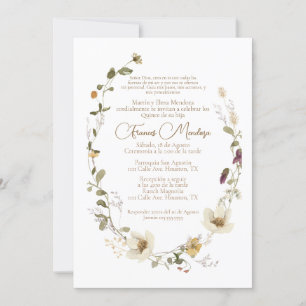 Wild Flower quinceañera invitation