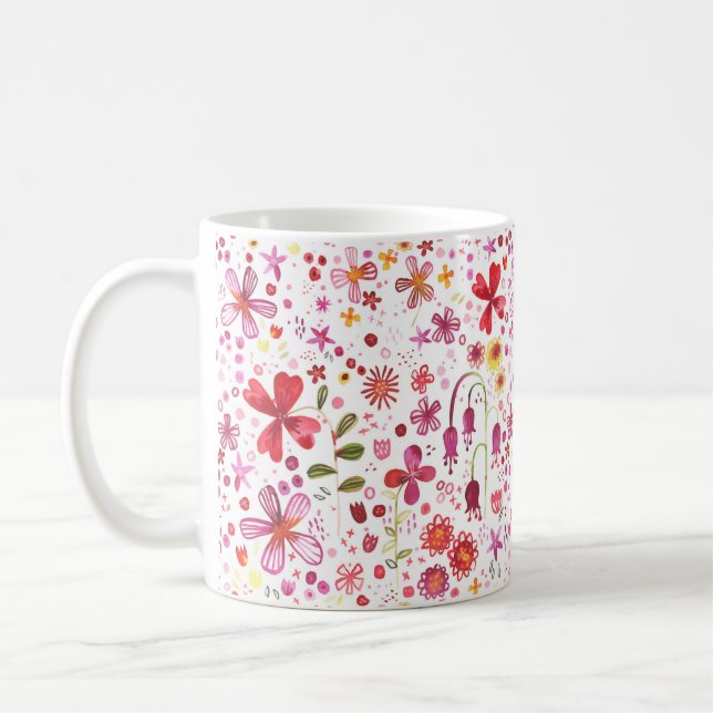Wild Flower Watercolor Coffee Mug (Left)