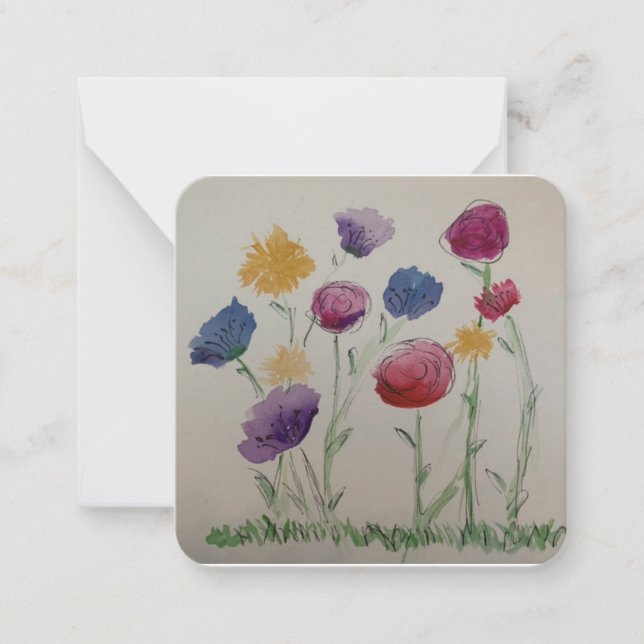 Wild flower watercolor flat card  (Front)