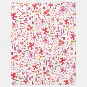 Wild Flower Watercolor Fleece Blanket
