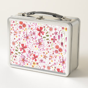 Wild Flower Watercolor Metal Lunch Box