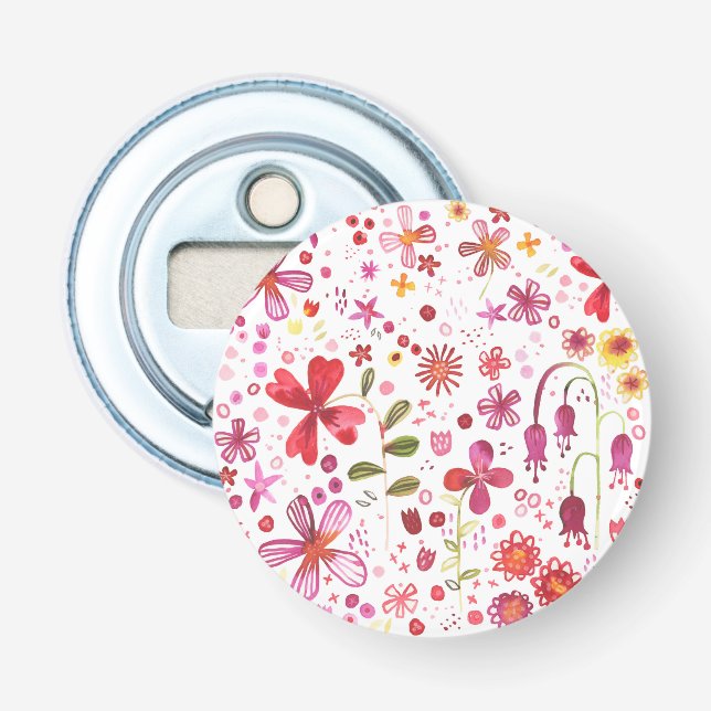 Wild Flower Watercolor Modern Floral Bottle Opener (Front)