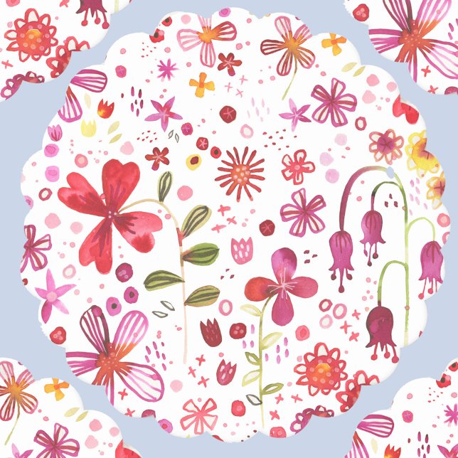 Wild Flower Watercolor Paper Coaster (Watercolor wild flower pattern modern party paper coasters)