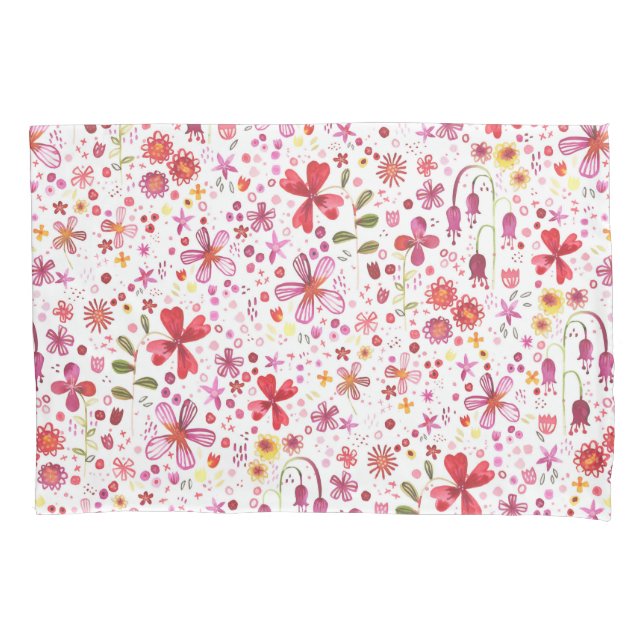 Wild Flower Watercolor Pillowcase (Front)