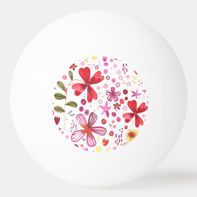 Wild Flower Watercolor Ping Pong Ball (Back)