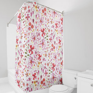 Wild Flower Watercolor Shower Curtain