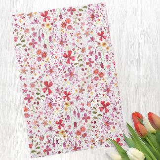 Wild Flower Watercolor Tea Towel