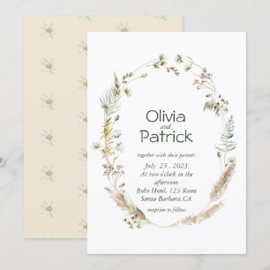 Wild flower watercolor tropical invitation