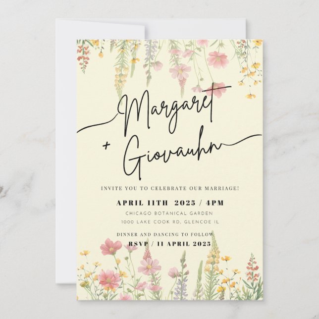 Wild Flower Wedding Invitation (Front)