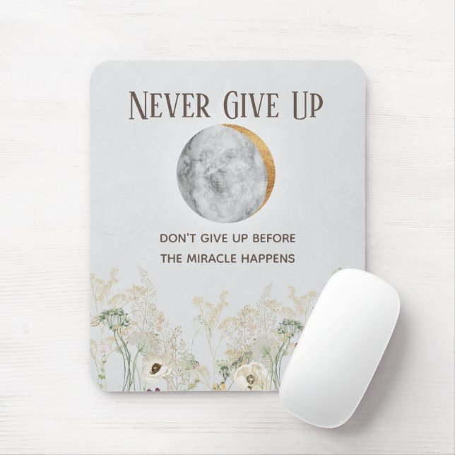 wild flower with Moon and gold Motivation Quote Mouse Mat (With Mouse)