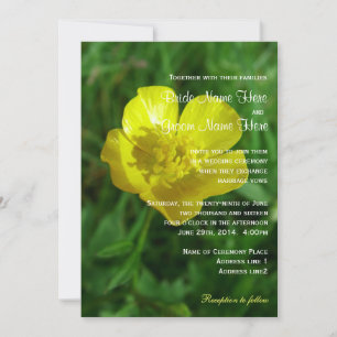 Wild flower yellow buttercup summer wedding invitation
