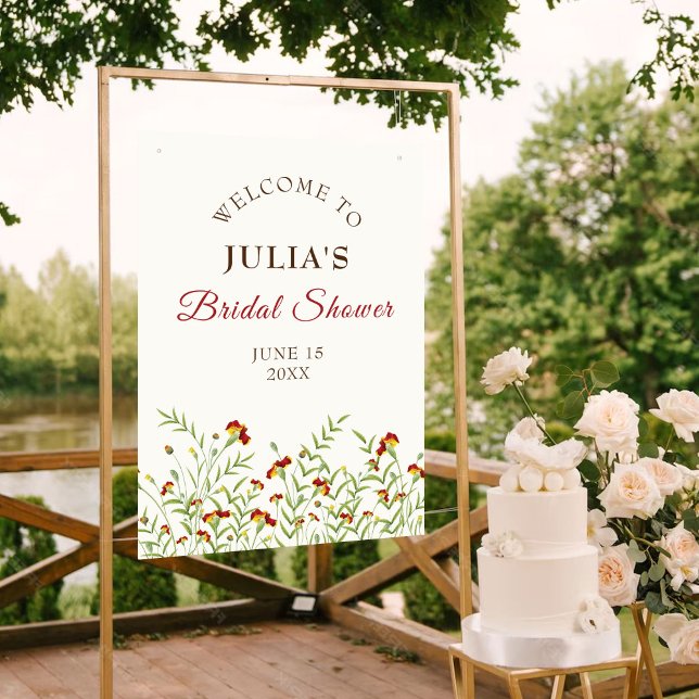 Wild Flower Yellow Marigold Foliage Bridal Shower Poster (Creator Uploaded)