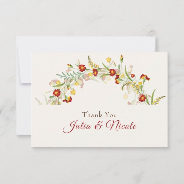 Wild Flower Yellow Marigold Foliage Wedding (Front)