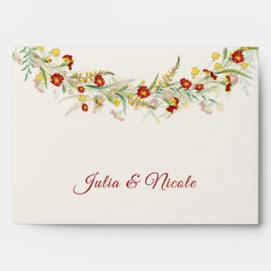 Wild Flower Yellow Marigold Foliage Wedding Envelope