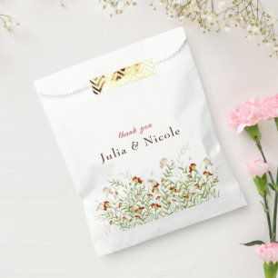 Wild Flower Yellow Marigold Foliage Wedding Favour Bags