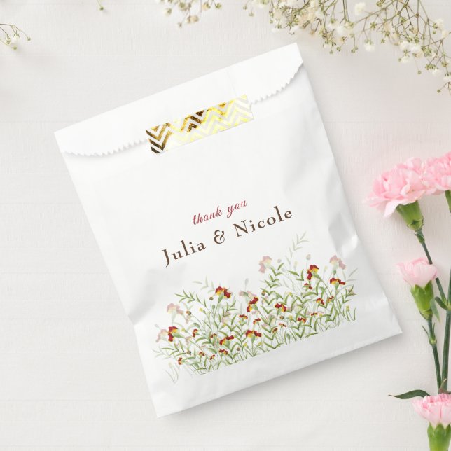 Wild Flower Yellow Marigold Foliage Wedding Favour Bags (Sealed)