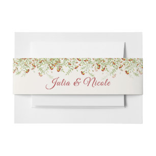 Wild Flower Yellow Marigold Foliage Wedding Invitation Belly Band