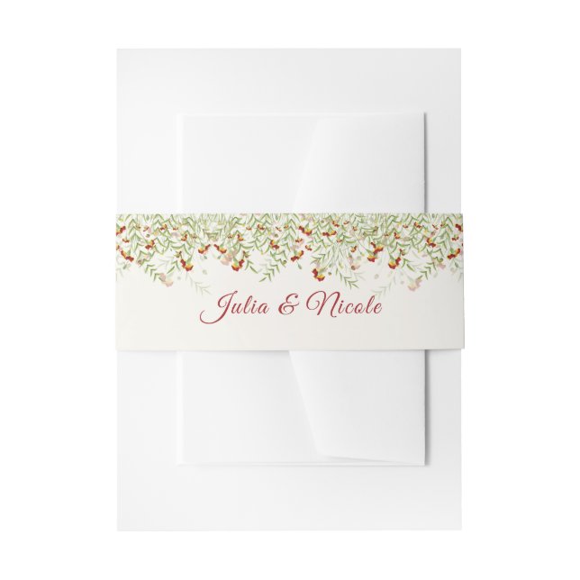 Wild Flower Yellow Marigold Foliage Wedding Invitation Belly Band (Front Example)