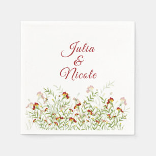 Wild Flower Yellow Marigold Foliage Wedding Napkin