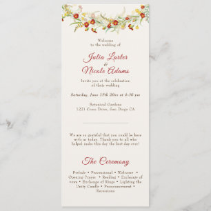 Wild Flower Yellow Marigold Foliage Wedding Programme