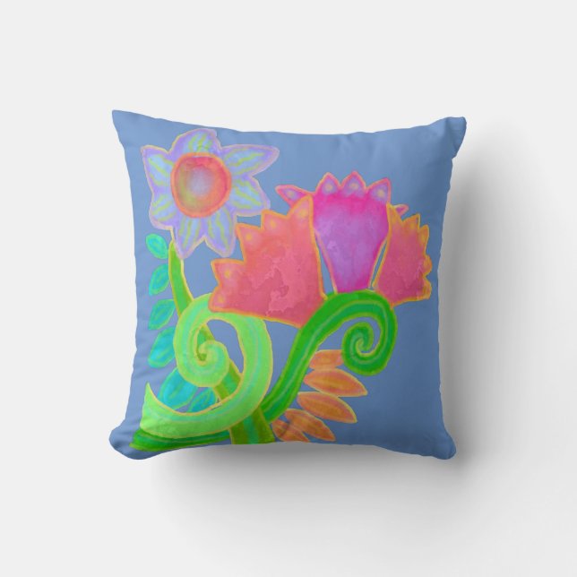 Wild Flowers Abstract Art Cushion (Front)
