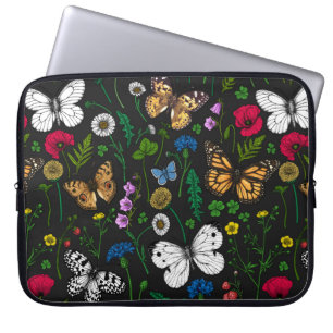 Wild flowers and butterflies 2 laptop sleeve