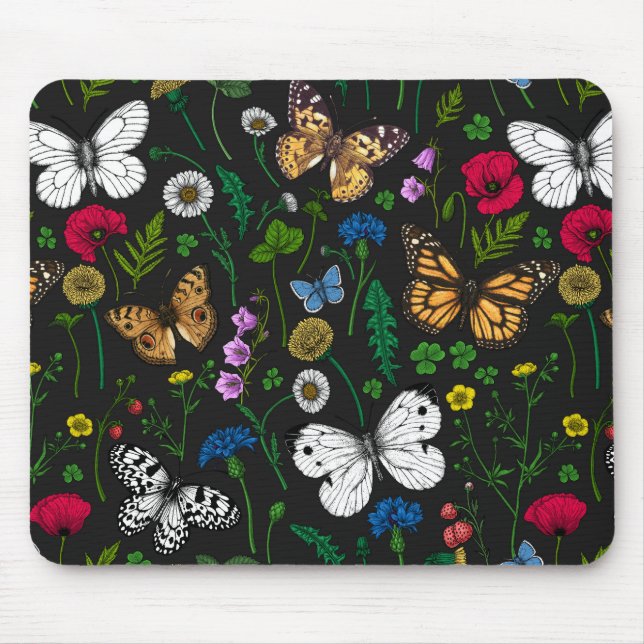 Wild flowers and butterflies 2 mouse mat (Front)