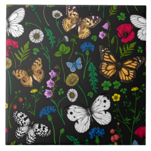 Wild flowers and butterflies 2 tile