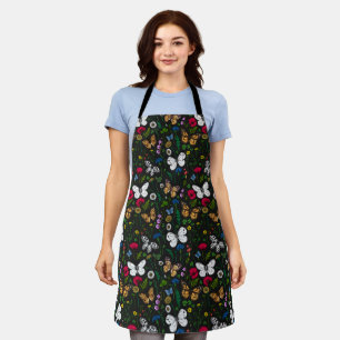 Wild flowers and butterflies apron