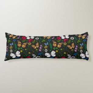 Wild flowers and butterflies body pillow