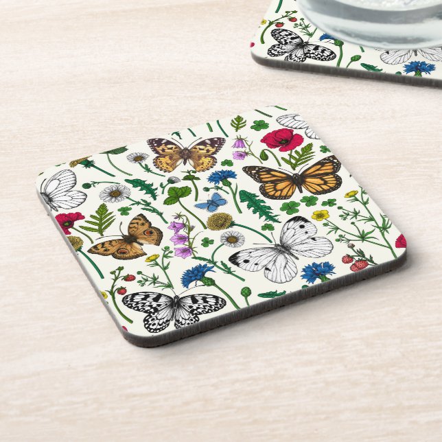 Wild flowers and butterflies coaster (Left Side)