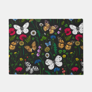 Wild flowers and butterflies doormat