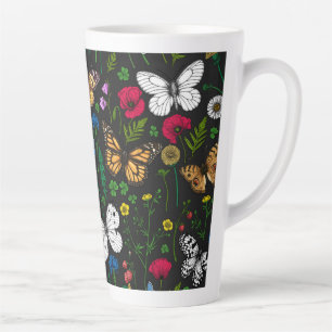 Wild flowers and butterflies latte mug