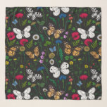 Wild flowers and butterflies on black scarf<br><div class="desc">Hand-painted collection of various butterflies and wild flowers.</div>