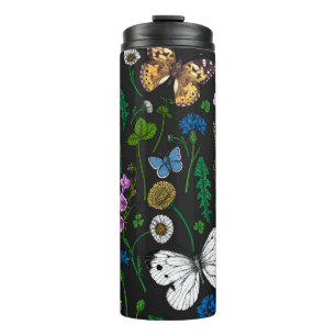Wild flowers and butterflies thermal tumbler