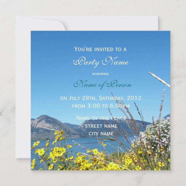 wild flowers and lake  all party invitation (Front)