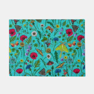 Wild flowers and moths doormat