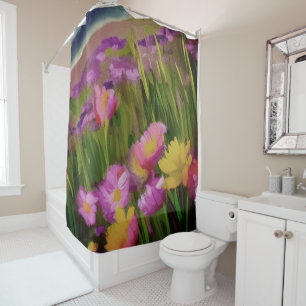 Wild Flowers At Dusk Watercolor Floral Art Shower Curtain
