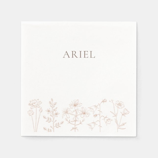 Wild flowers birthday party elegant paper napkins  (Front)