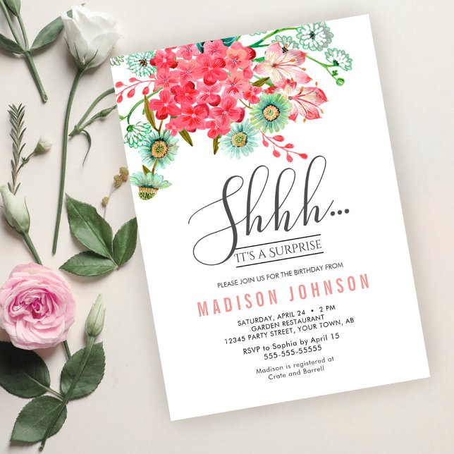 Wild Flowers | Birthday Surprise Party Invitation (Wild Flowers | Birthday Surprise Party Invitation)