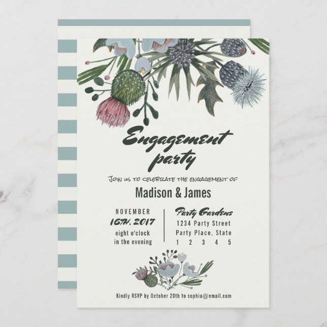 Wild Flowers | blue | Engagement Party Invitations (Front/Back)