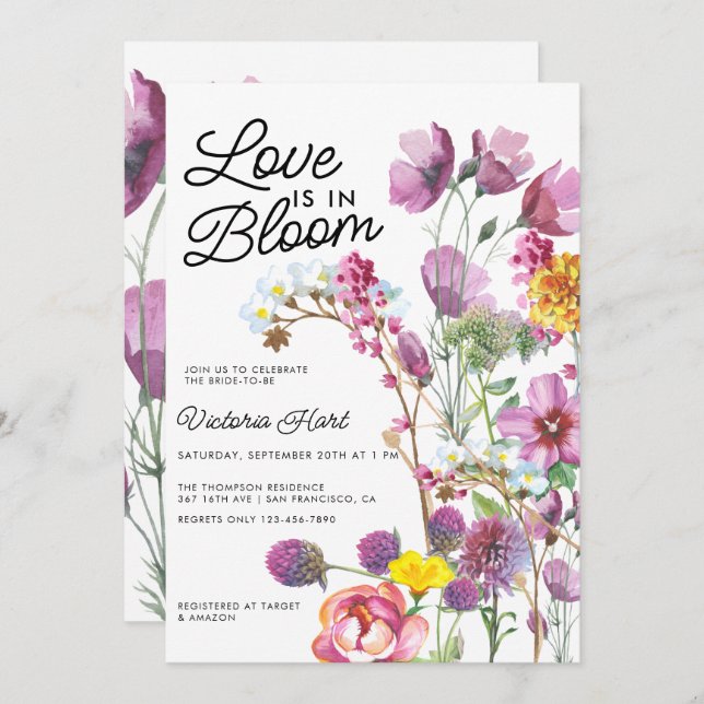 Wild Flowers |  Boho Bridal Shower Invitation (Front/Back)
