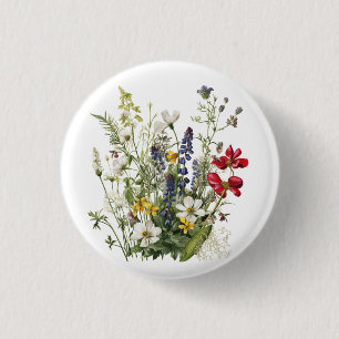 Wild Flowers Botanical Flower Nature Colorfull  3 Cm Round Badge