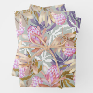 Wild Flowers Botanical Protea Wrapping Paper Sheet