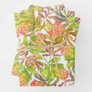 Wild Flowers Botanical Protea Wrapping Paper Sheet