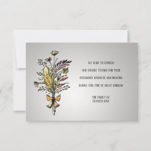 Wild Flowers Bouquet Funeral Thank You Cards
