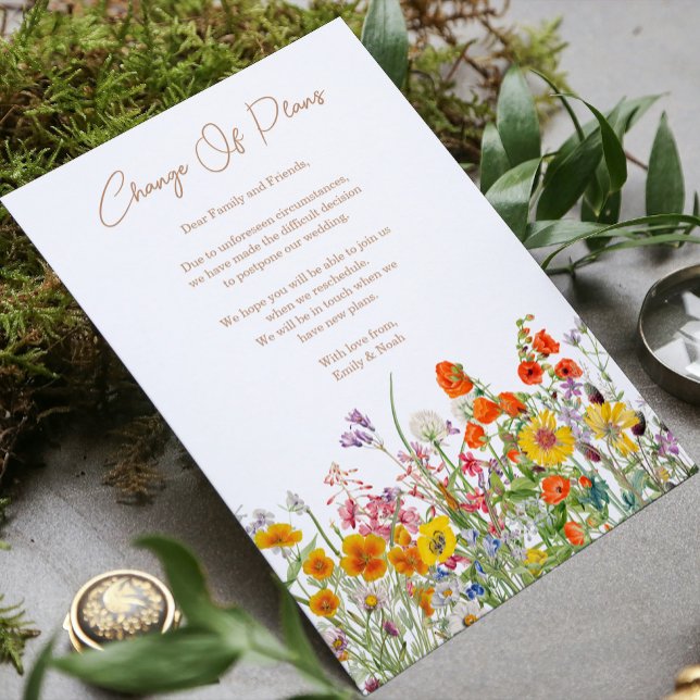 Wild Flowers Change Of Plans Postponement Wedding Announcement (Creator Uploaded)