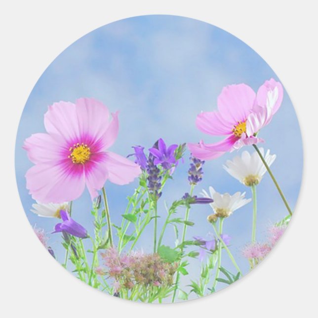 Wild Flowers Classic Round Sticker (Front)